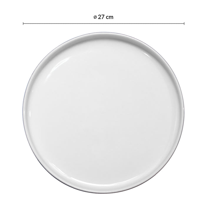 Plato Plano Borde Bajo 27 cm Blanco/Negro Mate Nordic